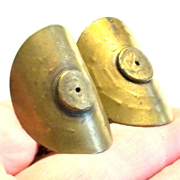 Marjorie Baer SF pierced earrings vintage Brutalist artisan unique hand crafted - Picture 6 of 7